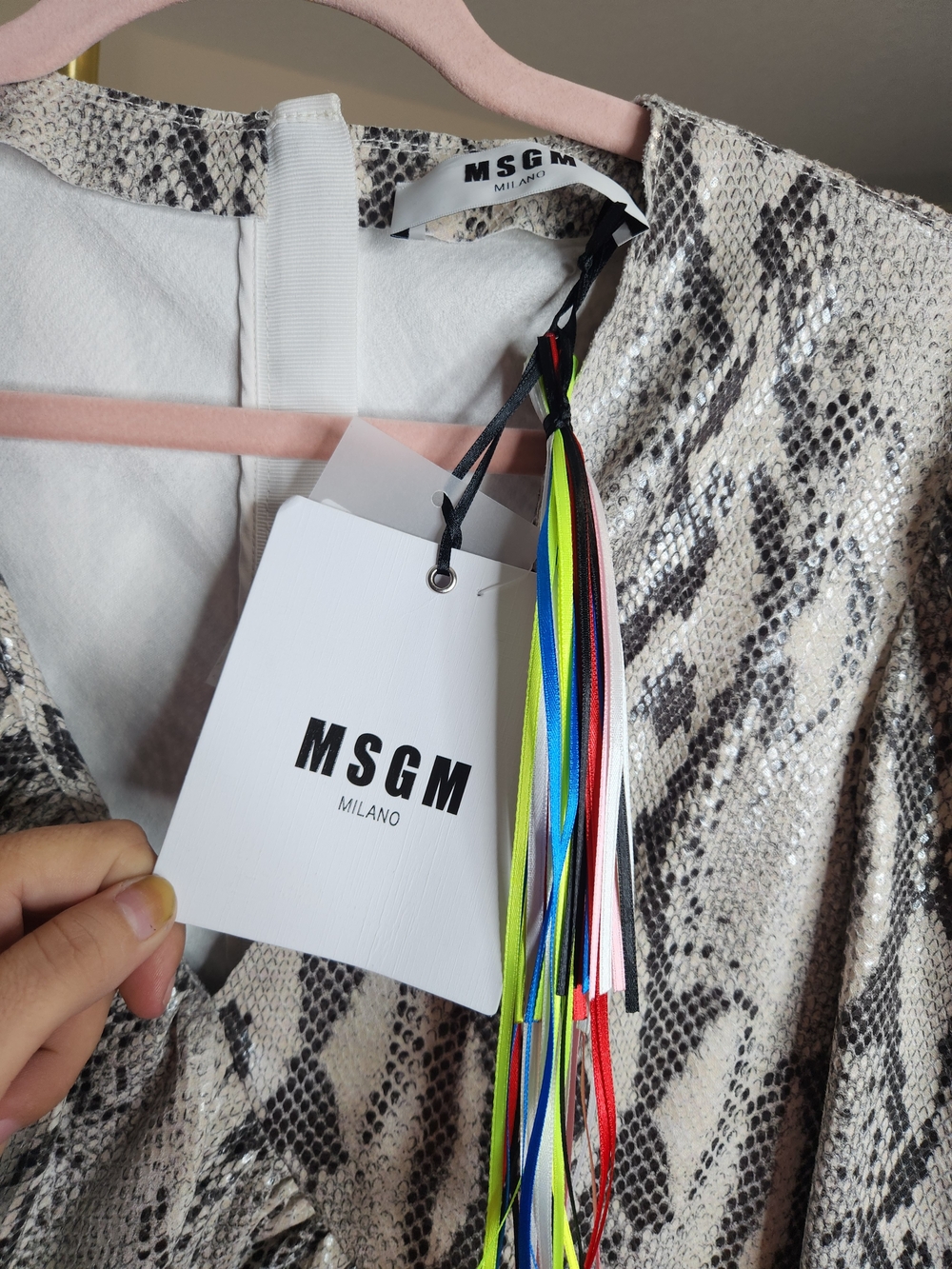 MSGM Neutral Ruffled Snake-Print Dress - Picture 2 of 4